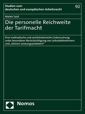 cover image of Die personelle Reichweite der Tarifmacht